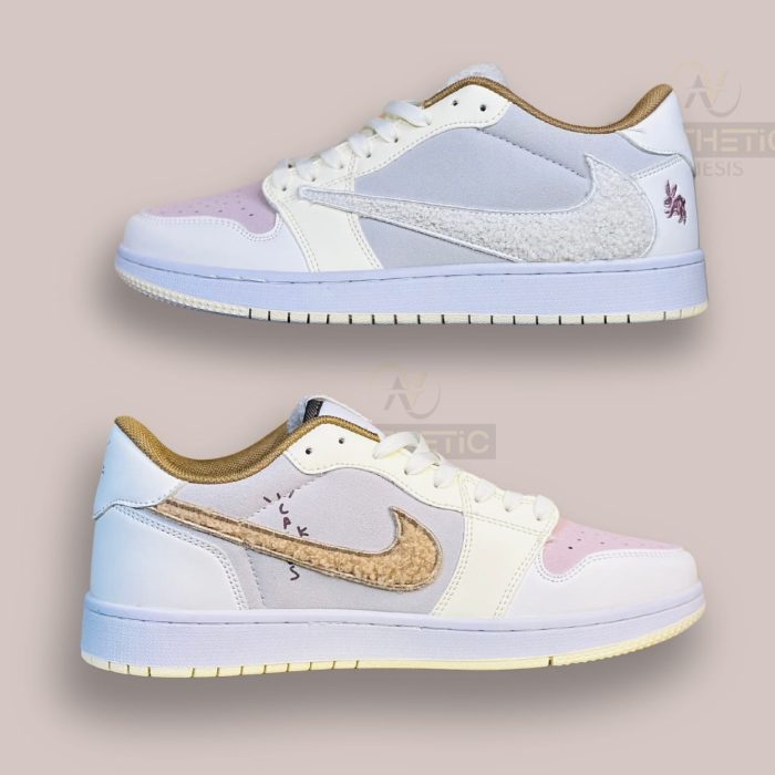 NIKE AIR JORDAN 1 LOW x Travis Scott Rabbit White&Baby Pink